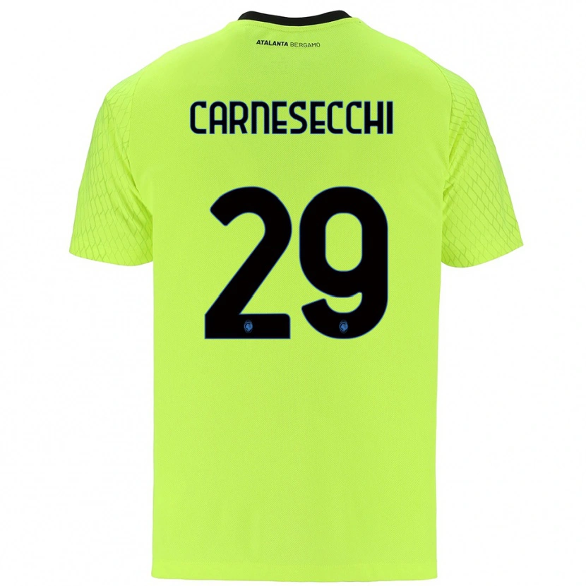 Danxen Børn Marco Carnesecchi #29 Gul Grøn Rød Målmandstrøje 2025/26 Trøje T-shirt