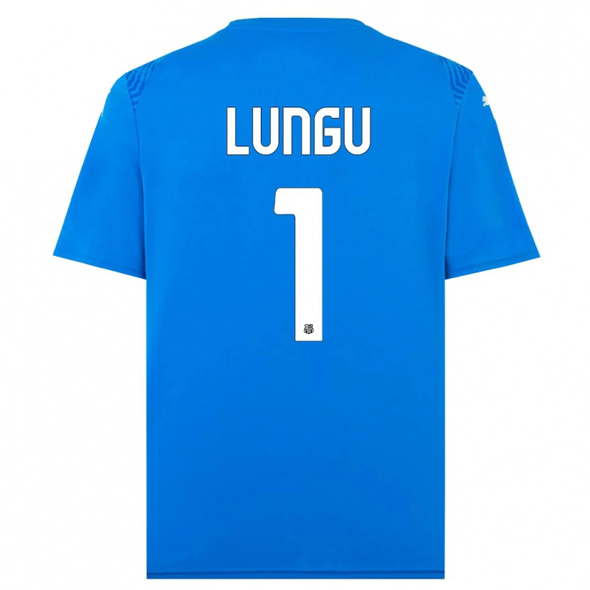 Danxen Børn Luca Lungu #1 Blå Hvid Målmandstrøje 2025/26 Trøje T-shirt
