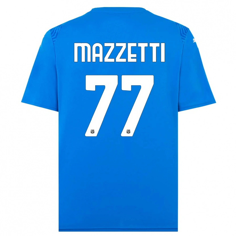 Danxen Børn Riccardo Mazzetti #77 Blå Hvid Målmandstrøje 2025/26 Trøje T-shirt