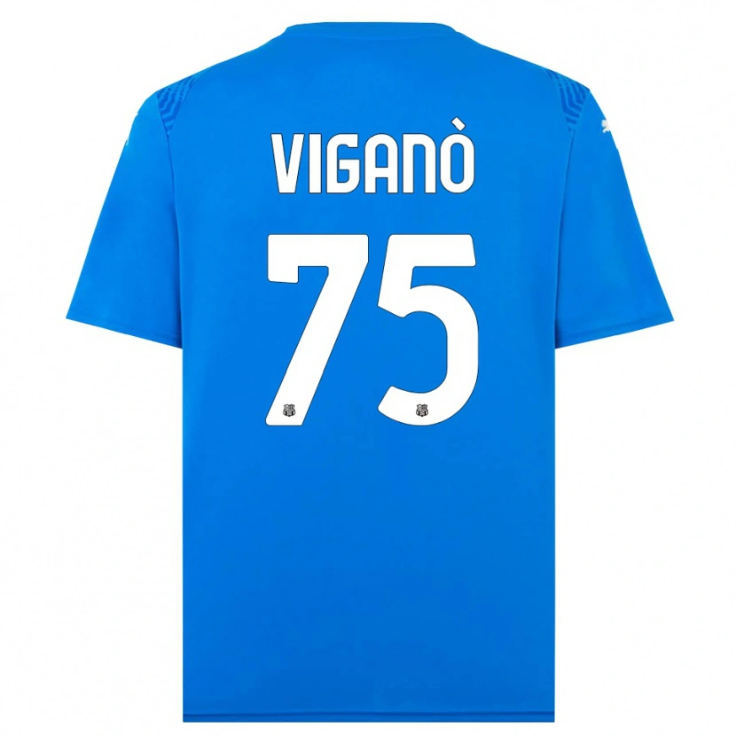 Danxen Børn Lorenzo Viganò #75 Blå Hvid Målmandstrøje 2025/26 Trøje T-shirt