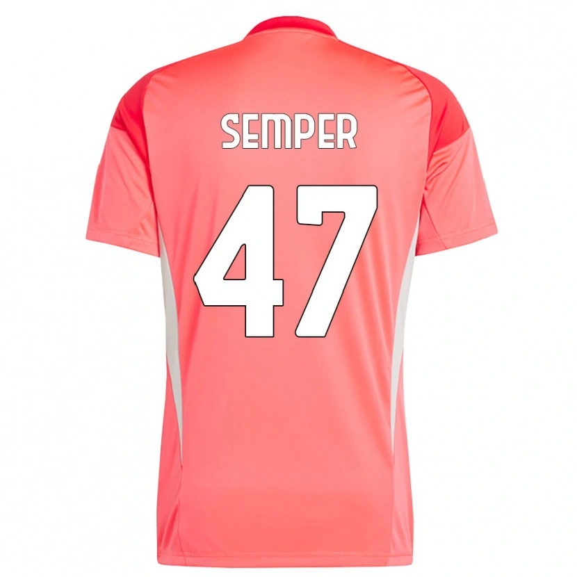 Danxen Børn Adrian Semper #47 Rød Hvid Målmandstrøje 2025/26 Trøje T-shirt