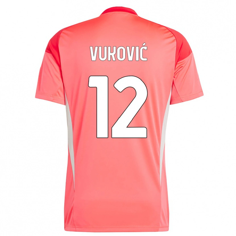 Danxen Børn Ante Vukovic #12 Rød Hvid Målmandstrøje 2025/26 Trøje T-shirt