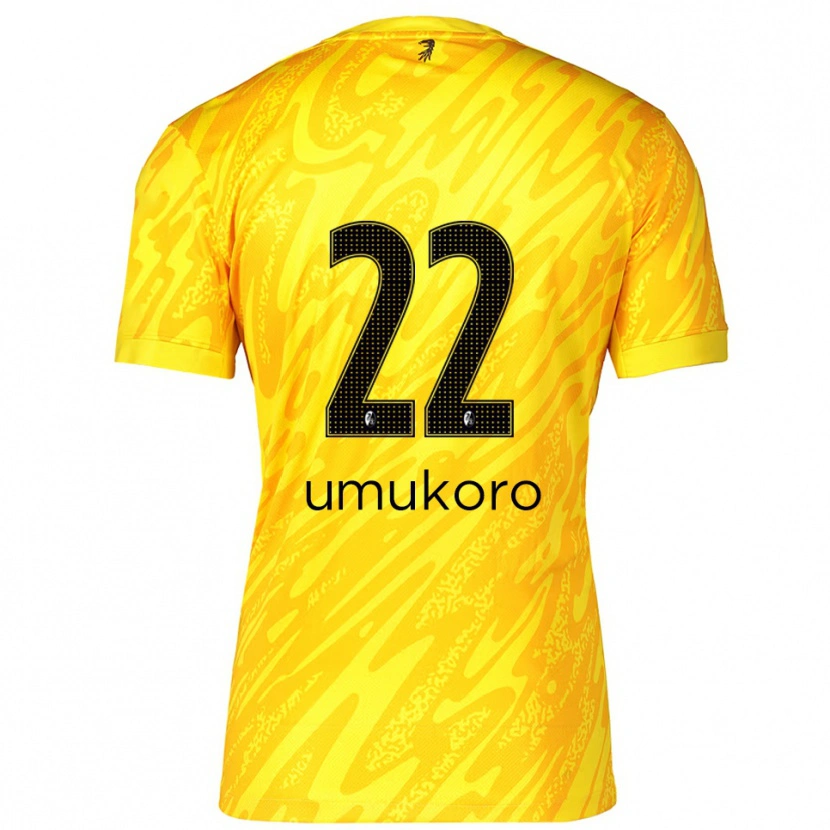 Danxen Børn Jayden Umukoro #22 Gul Sort Målmandstrøje 2025/26 Trøje T-shirt