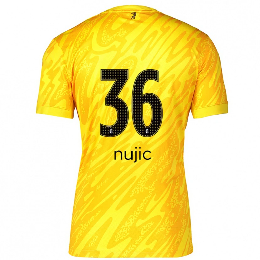 Danxen Børn Luka Nujic #36 Gul Sort Målmandstrøje 2025/26 Trøje T-shirt