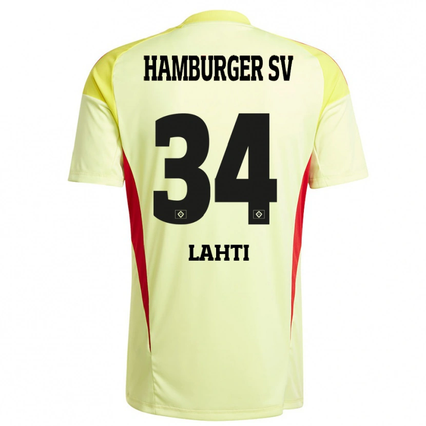 Danxen Børn Elias Lahti #34 Gul Sort Rød Målmandstrøje 2025/26 Trøje T-shirt
