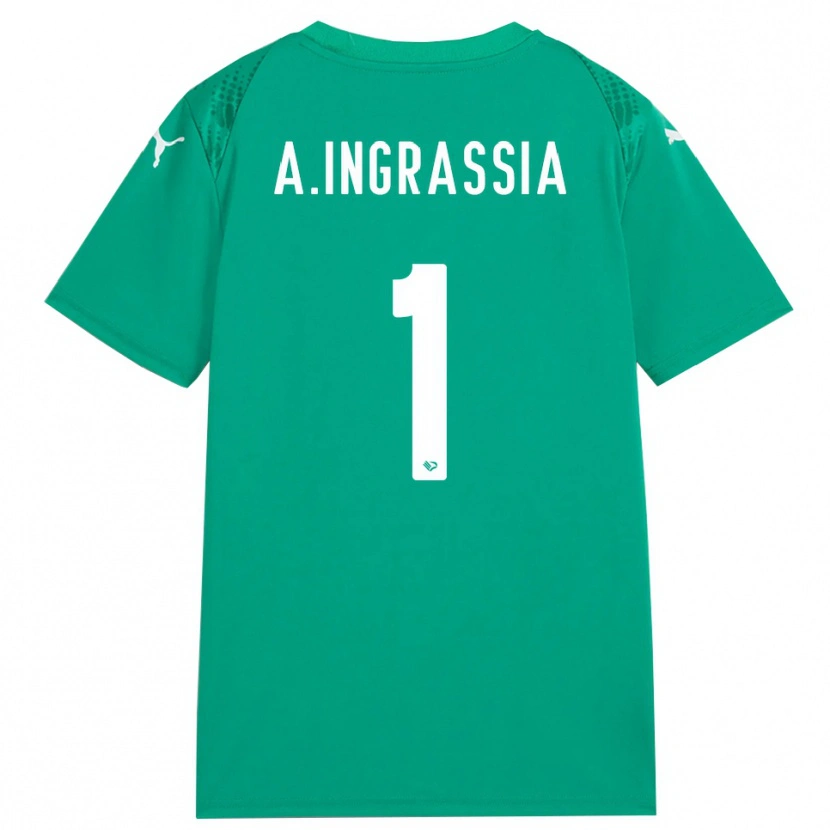 Danxen Børn Antonio Ingrassia #1 Hav Grøn Hvid Målmandstrøje 2025/26 Trøje T-shirt