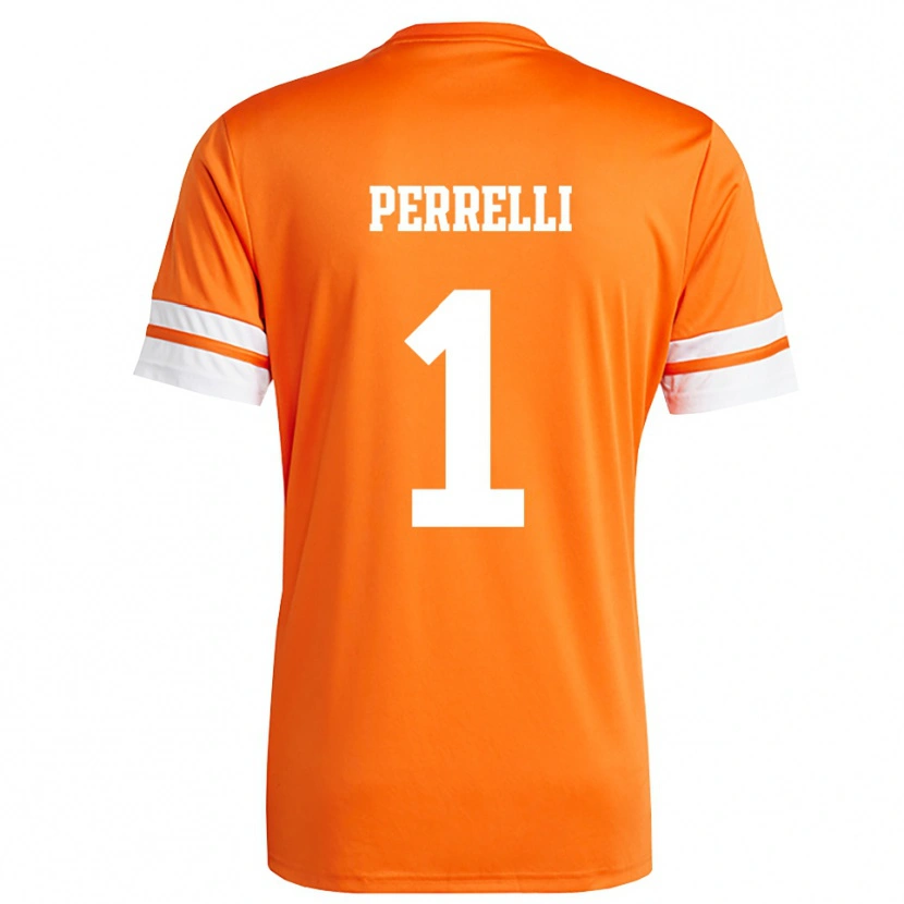 Danxen Børn Samuele Perrelli #1 Orange Hvid Målmandstrøje 2025/26 Trøje T-shirt