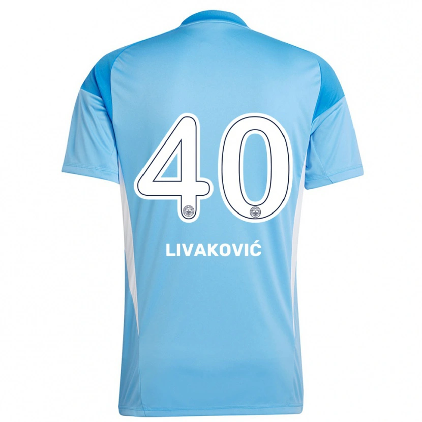 Danxen Børn Dominik Livakovic #40 Kongelig Blå Hvid Målmandstrøje 2025/26 Trøje T-shirt