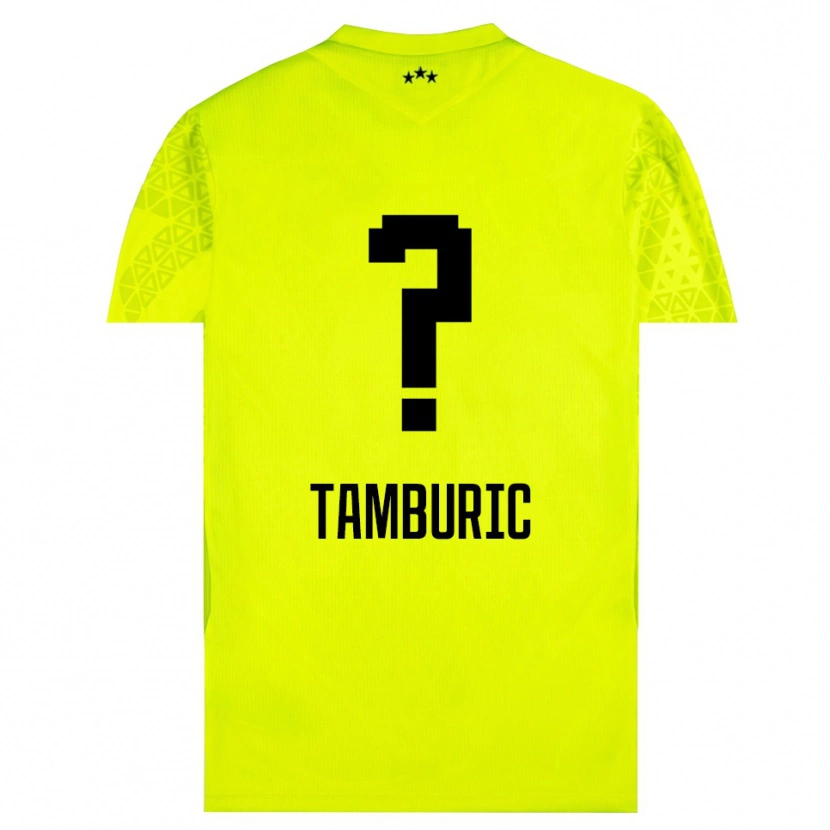 Danxen Børn Vukasin Tamburic #0 Gul Grøn Sort Målmandstrøje 2025/26 Trøje T-shirt