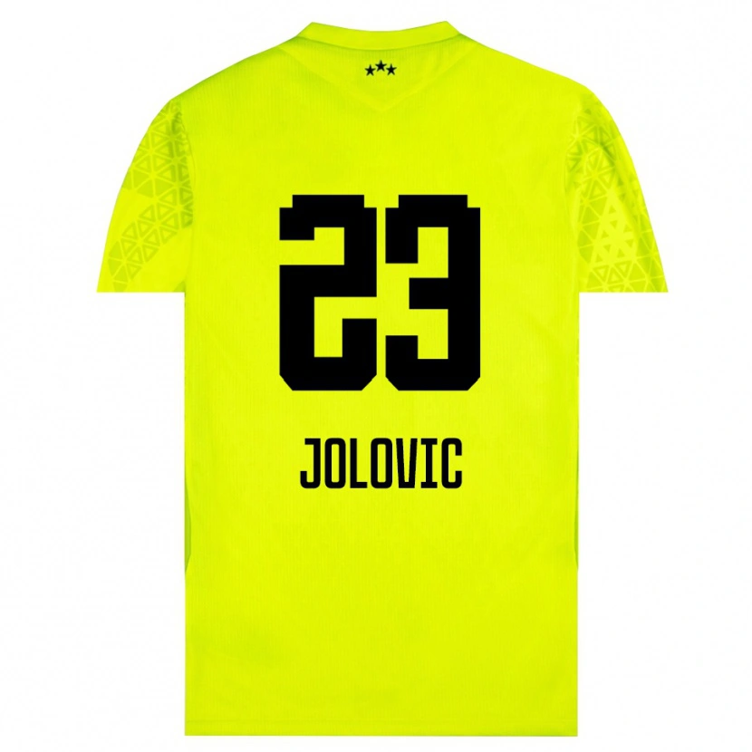 Danxen Børn Bogdan Jolovic #23 Gul Grøn Sort Målmandstrøje 2025/26 Trøje T-shirt