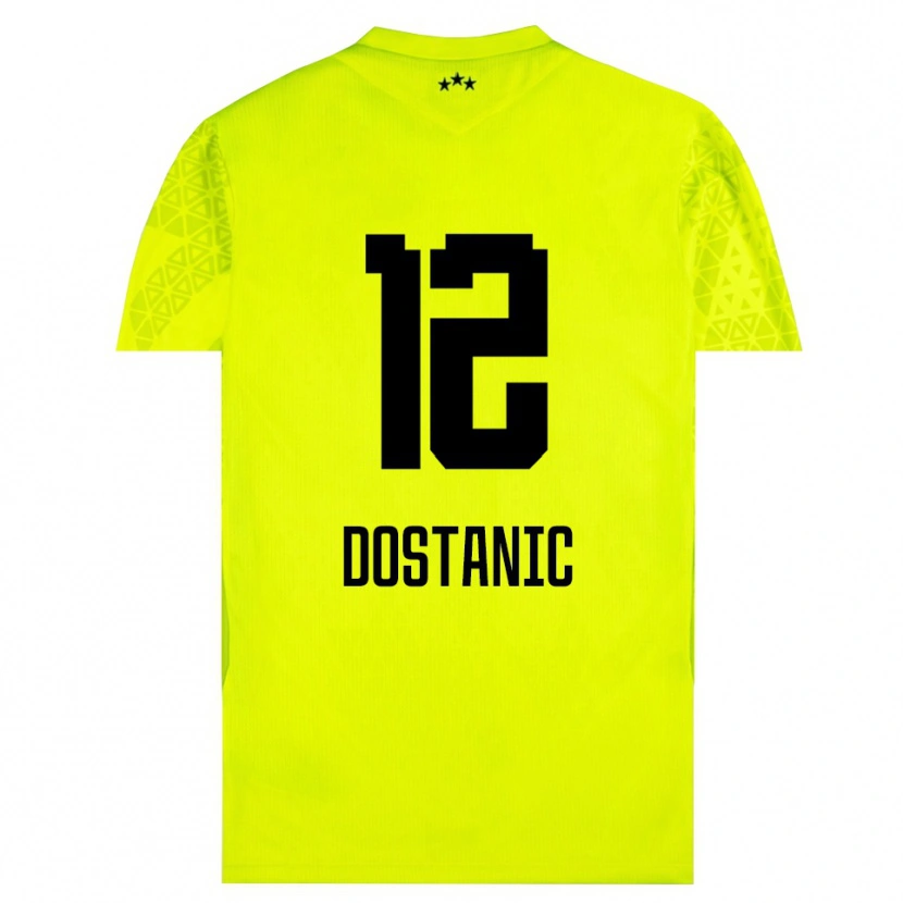 Danxen Børn Filip Dostanic #12 Gul Grøn Sort Målmandstrøje 2025/26 Trøje T-shirt