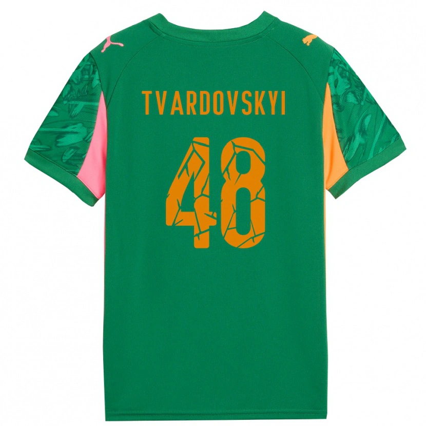 Danxen Børn Denys Tvardovskyi #48 Grøn Orange Pink Målmandstrøje 2025/26 Trøje T-shirt