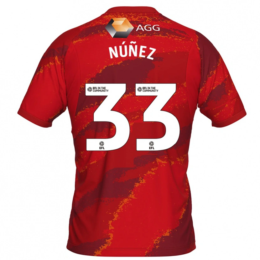 Danxen Børn Anthony Núñez #33 Rød Hvid Målmandstrøje 2025/26 Trøje T-shirt