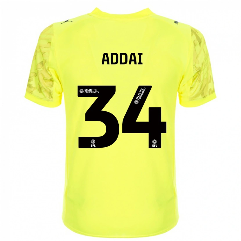 Danxen Børn Corey Addai #34 Gul Sort Målmandstrøje 2025/26 Trøje T-shirt
