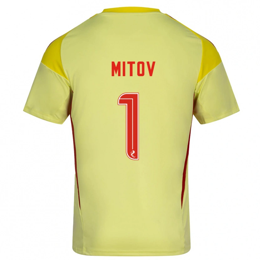 Danxen Børn Dimitar Mitov #1 Gul Rød Målmandstrøje 2025/26 Trøje T-shirt