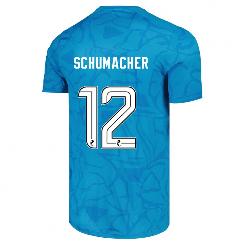 Danxen Børn Noa Schumacher #12 Blå Hvid Målmandstrøje 2025/26 Trøje T-shirt