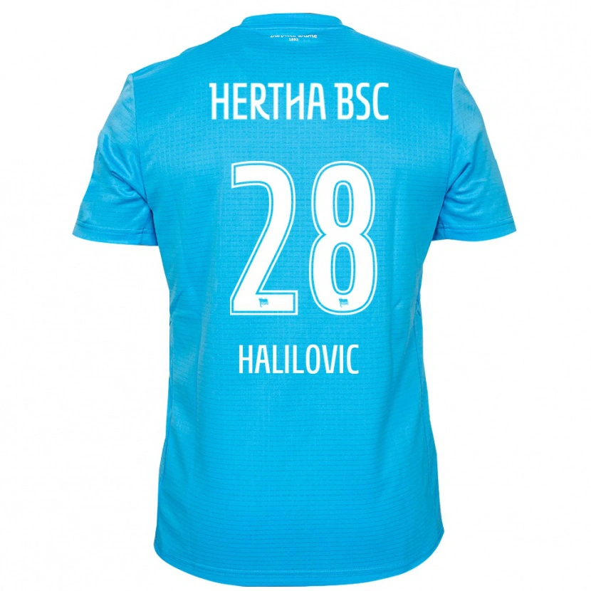 Danxen Børn Din Halilovic #28 Lyseblå Hvid Målmandstrøje 2025/26 Trøje T-shirt