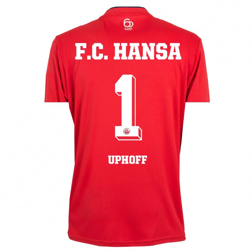 Danxen Børn Benjamin Uphoff #1 Rød Hvid Målmandstrøje 2025/26 Trøje T-shirt