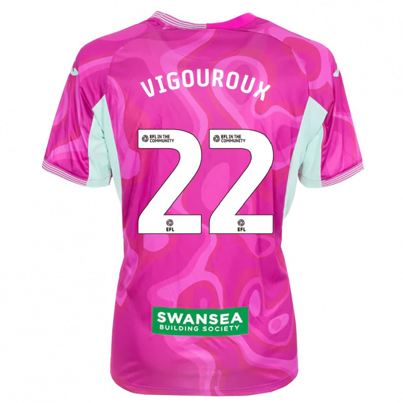 Danxen Børn Lawrence Vigouroux #22 Magenta Hvid Målmandstrøje 2025/26 Trøje T-shirt