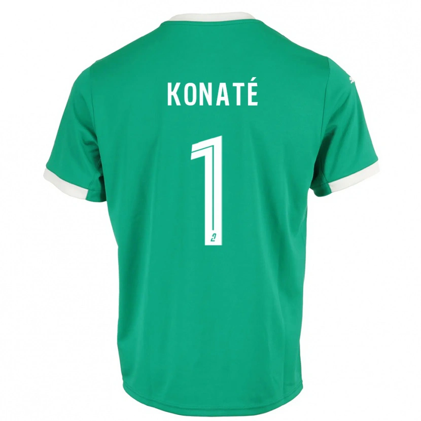 Danxen Børn Hillel Konaté #1 Grøn Hvid Målmandstrøje 2025/26 Trøje T-shirt