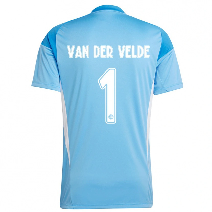 Danxen Børn Valentijn van der Velde #1 Lyseblå Hvid Målmandstrøje 2025/26 Trøje T-shirt