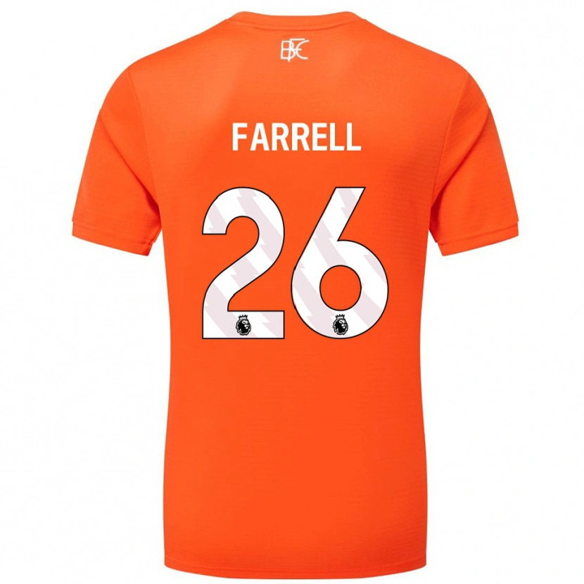 Danxen Børn Lucy Farrell #26 Orange Hvid Målmandstrøje 2025/26 Trøje T-shirt