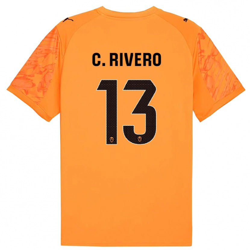 Danxen Børn Cristian Rivero #13 Orange Sort Målmandstrøje 2025/26 Trøje T-shirt