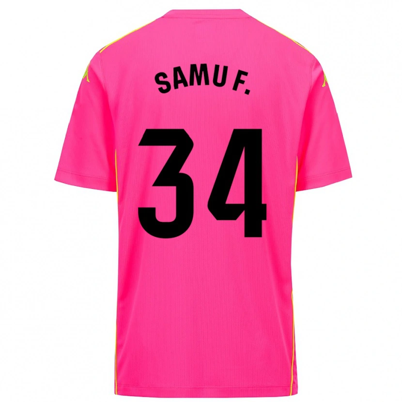 Danxen Børn Samu Fernández #34 Dyb Pink Sort Målmandstrøje 2025/26 Trøje T-shirt