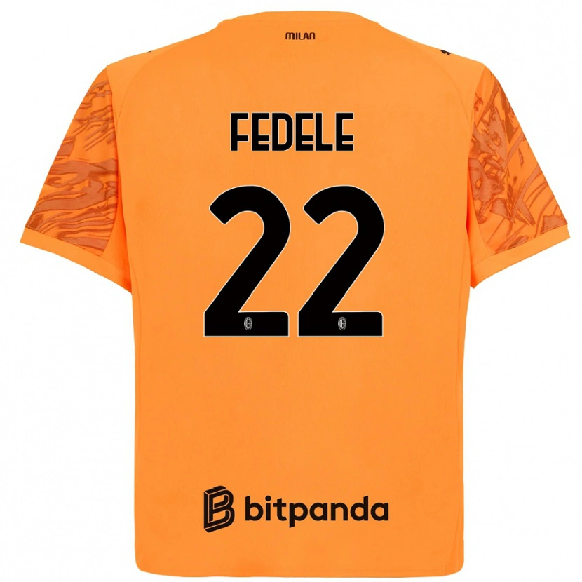 Danxen Børn Noemi Fedele #22 Orange Gul Sort Målmandstrøje 2025/26 Trøje T-shirt