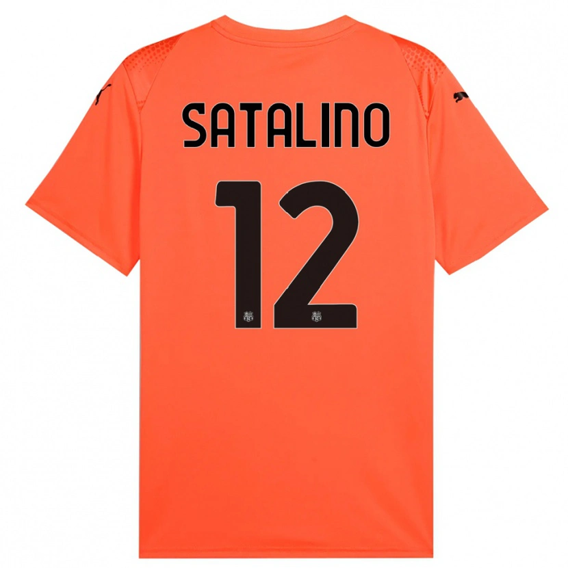 Danxen Børn Giacomo Satalino #12 Orange Sort Målmandstrøje 2025/26 Trøje T-shirt