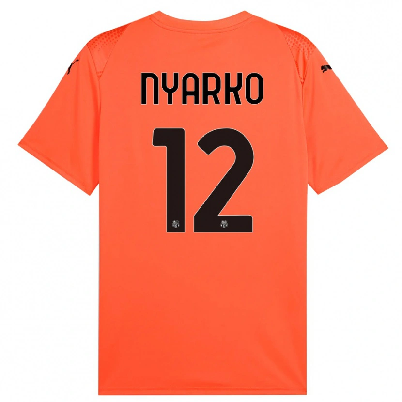 Danxen Børn Lorenzo Nyarko #12 Orange Sort Målmandstrøje 2025/26 Trøje T-shirt