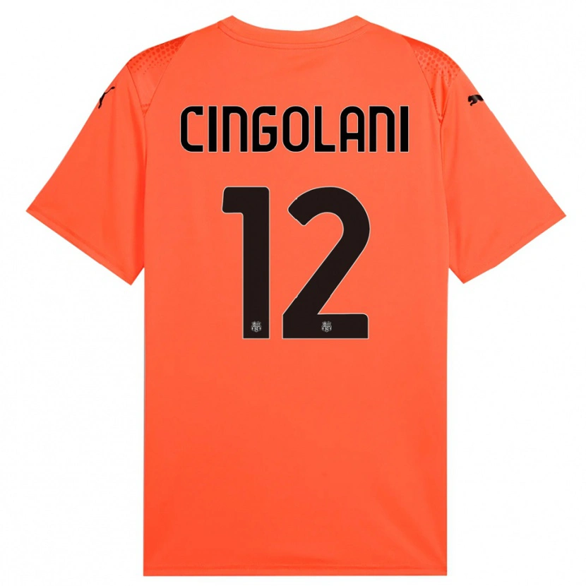 Danxen Børn Matteo Cingolani #12 Orange Sort Målmandstrøje 2025/26 Trøje T-shirt