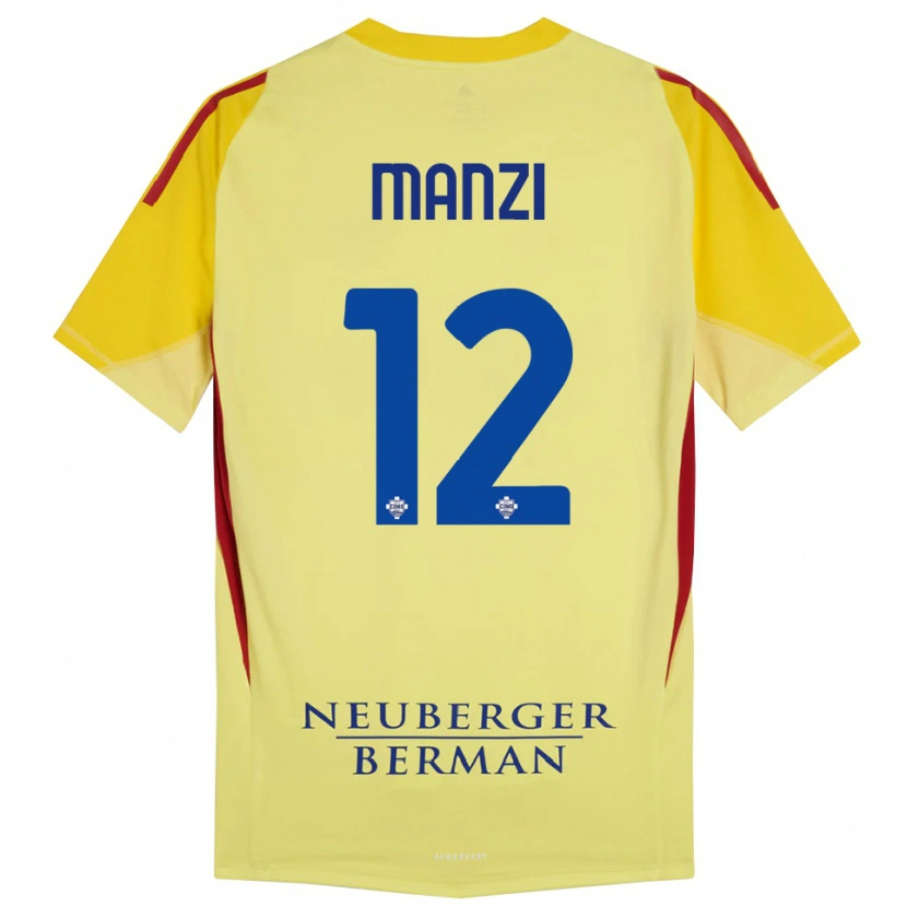 Danxen Børn Federico Manzi #12 Lysegul Sort Målmandstrøje 2025/26 Trøje T-shirt
