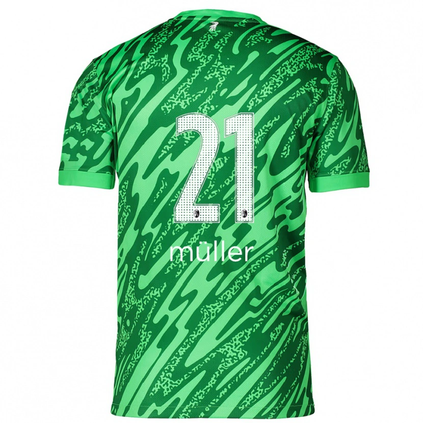Danxen Børn Florian Müller #21 Grøn Hvid Målmandstrøje 2025/26 Trøje T-shirt