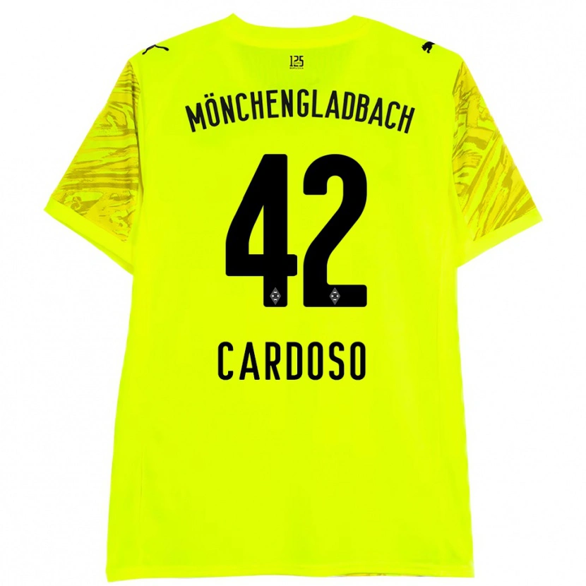 Danxen Børn Tiago Pereira Cardoso #42 Gul Sort Målmandstrøje 2025/26 Trøje T-shirt