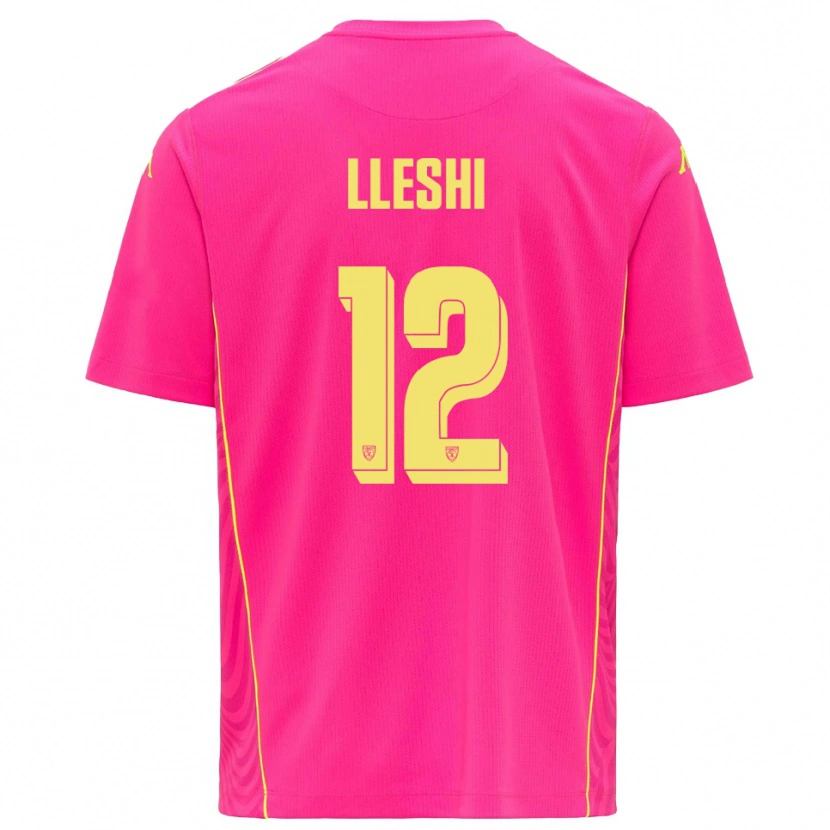 Danxen Børn Leonardo Lleshi #12 Dybe Pink Gul Målmandstrøje 2025/26 Trøje T-shirt