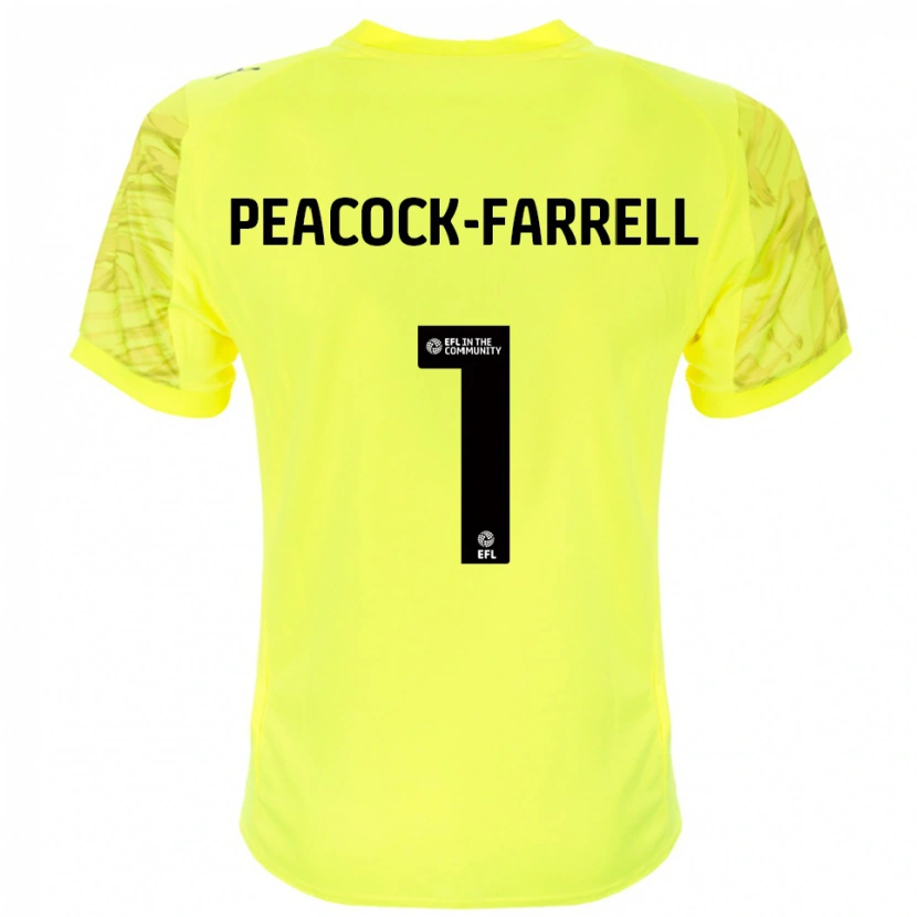 Danxen Børn Bailey Peacock-Farrell #1 Gul Sort Målmandstrøje 2025/26 Trøje T-shirt
