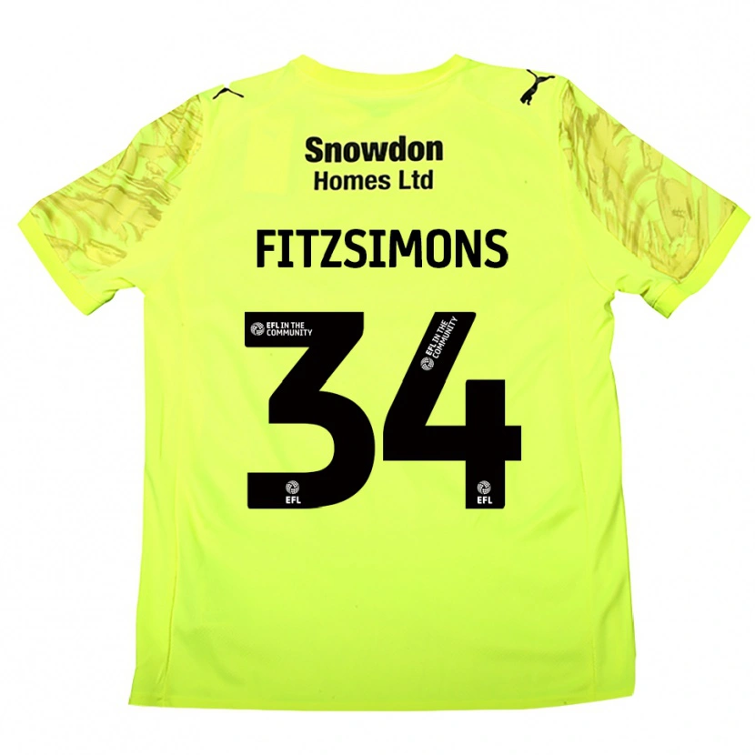 Danxen Børn Ross Fitzsimons #34 Fluorescerende Grøn Målmandstrøje 2025/26 Trøje T-shirt