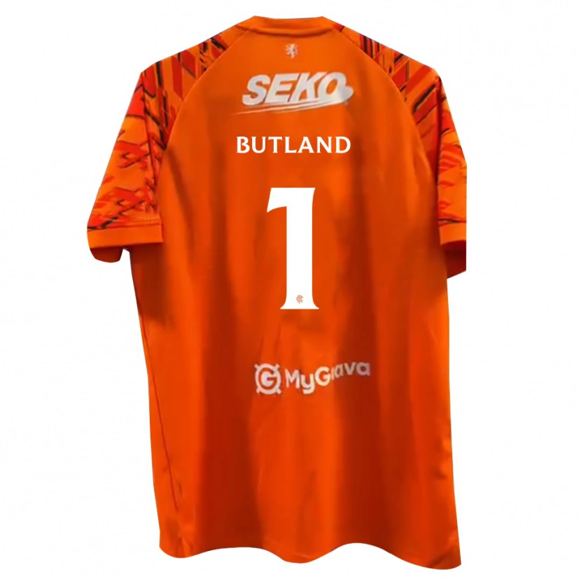 Danxen Børn Jack Butland #1 Appelsin Hvid Målmandstrøje 2025/26 Trøje T-shirt