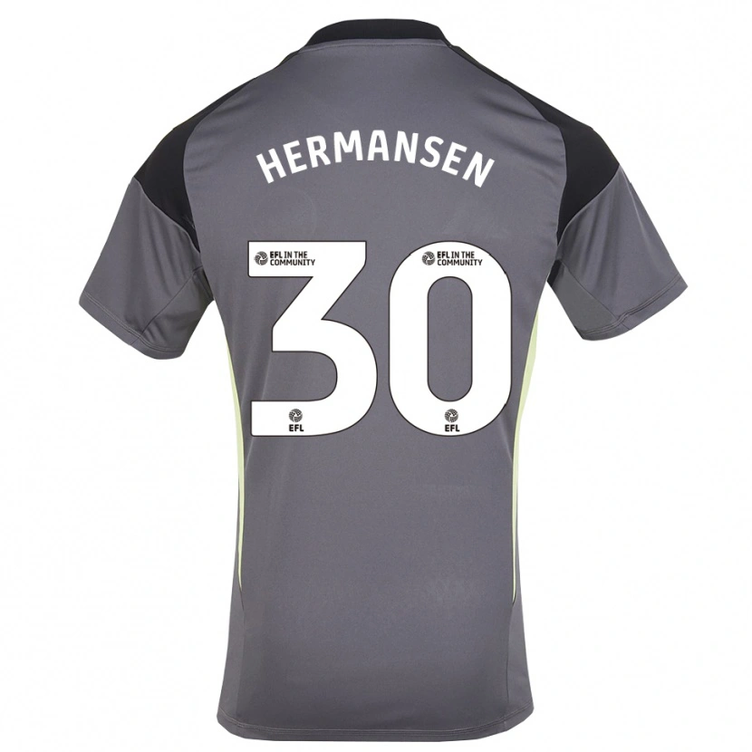 Danxen Børn Mads Hermansen #30 Grå Hvid Målmandstrøje 2025/26 Trøje T-shirt