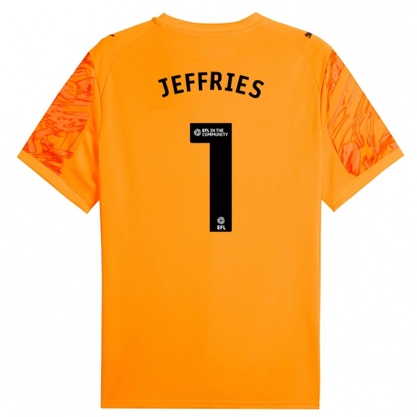 Danxen Børn Josh Jeffries #1 Orange Sort Målmandstrøje 2025/26 Trøje T-shirt
