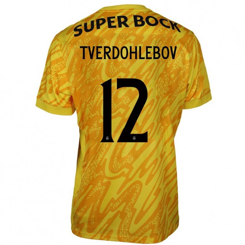 Danxen Børn Alex Tverdohlebov #12 Gul Orange Målmandstrøje 2025/26 Trøje T-shirt