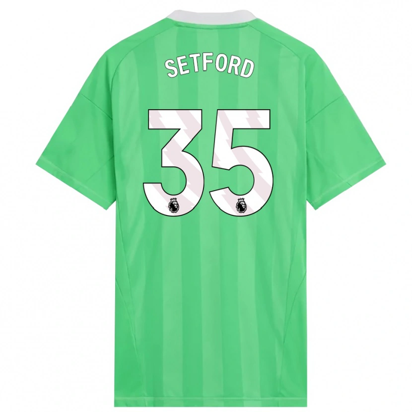 Danxen Børn Tommy Setford #35 Lysegrøn Hvid Målmandstrøje 2025/26 Trøje T-shirt