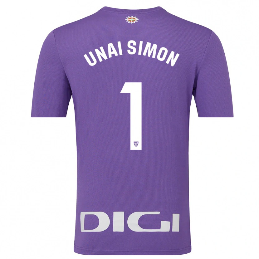 Danxen Børn Unai Simón #1 Lilla Hvid Målmandstrøje 2025/26 Trøje T-shirt