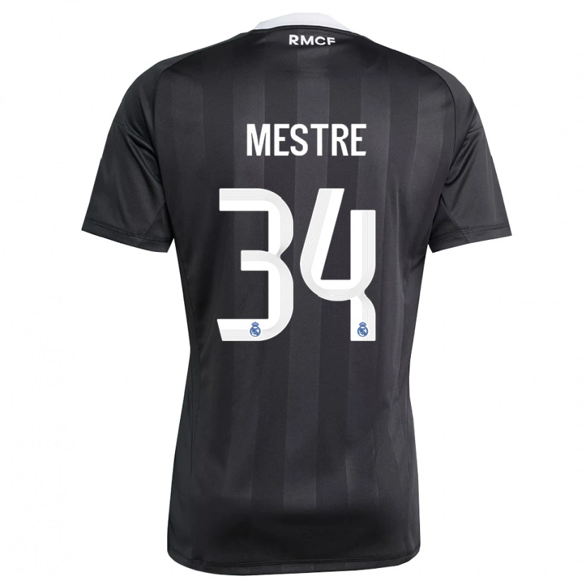 Danxen Børn Sergio Mestre #34 Sort Hvid Målmandstrøje 2025/26 Trøje T-shirt