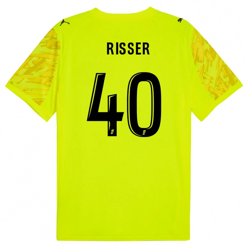 Danxen Børn Robin Risser #40 Fluorescerende Grøn Sort Målmandstrøje 2025/26 Trøje T-shirt