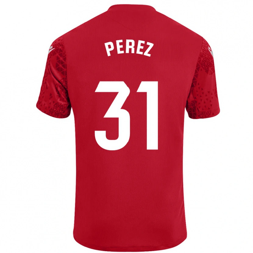 Danxen Børn Ángel Pérez #31 Rød Hvid Målmandstrøje 2025/26 Trøje T-shirt