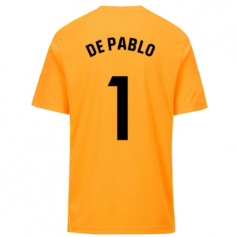 Danxen Børn Álvaro de Pablo #1 Orange Sort Målmandstrøje 2025/26 Trøje T-shirt