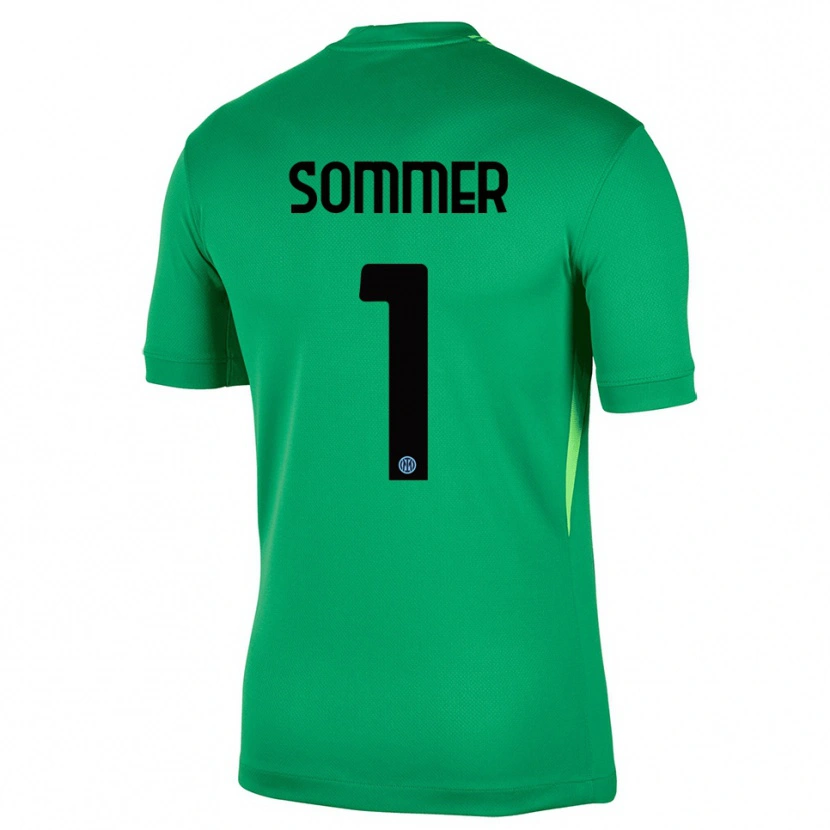 Danxen Børn Yann Sommer #1 Lys Grøn Sort Målmandstrøje 2025/26 Trøje T-shirt