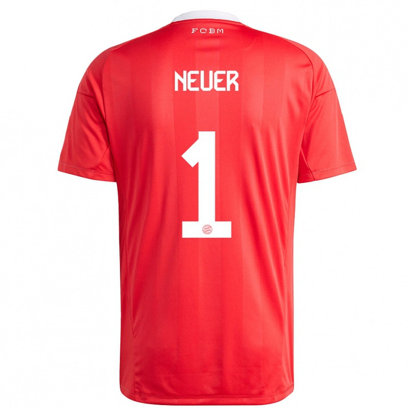 Danxen Børn Manuel Neuer #1 Rød Hvid Målmandstrøje 2025/26 Trøje T-shirt